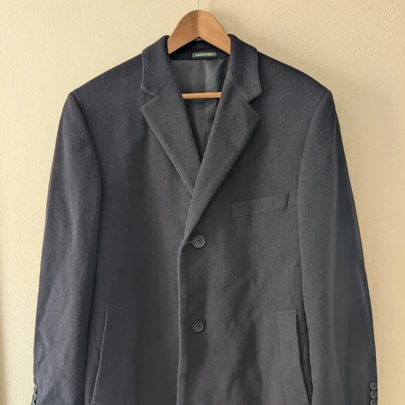 Lauren Ralph Lauren Men's Black Overcoat Coat Cashmere And Wool 100% 38R Mens - Picture 3 of 11